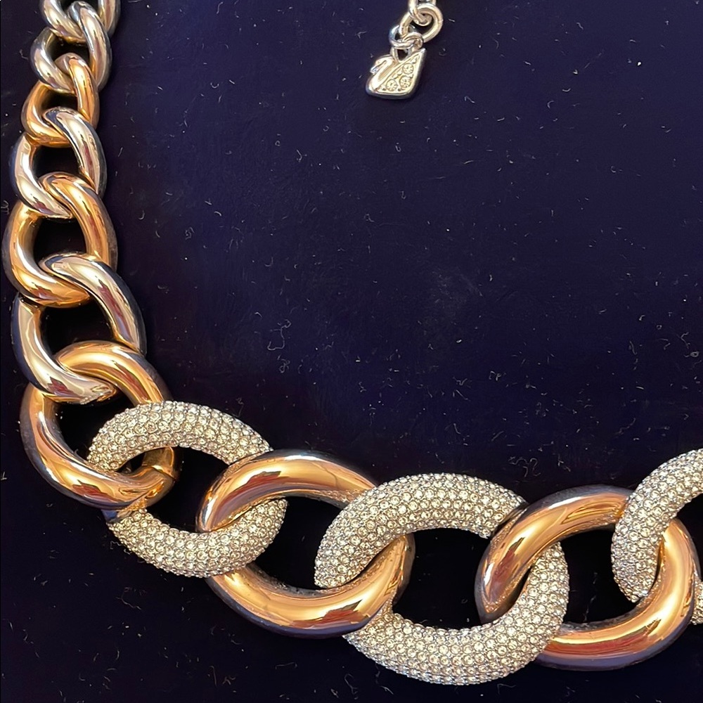 Swarovski Gold and Silver Chunky Curb Link Necklace - Picture 4 of 5